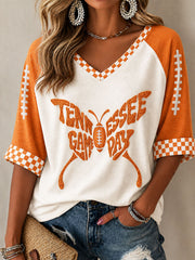 Women's Tennessee Football Game Day Casual Printed T-shirt