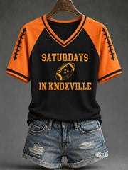 Women's Game Day Football Print Casual T-shirt