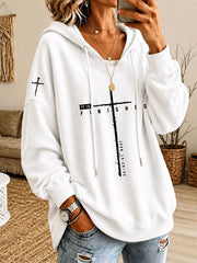 Women's 'It Is Finished' Cross Print Casual Hoodie