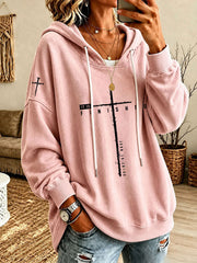 Women's 'It Is Finished' Cross Print Casual Hoodie