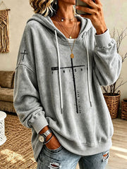 Women's 'It Is Finished' Cross Print Casual Hoodie