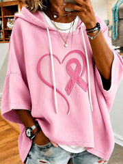 Women's Breast Cancer Prevention and Awareness Casual Printed Short-Sleeve Hoodie