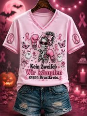 Women's “Kein Zweifel:   Wir kämpfen   gegen Brustkrebs.” Printed V-neck T-shirt