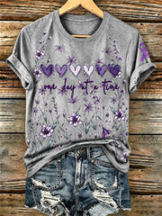 Women's Purple Floral & Alzheimer's Awareness Support Print Tee