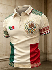 Men's Viva Mexico Flag Art Printed Casual Tops