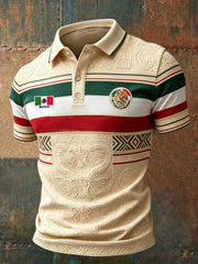 Men's Viva Mexico Flag Art Printed Casual Tops