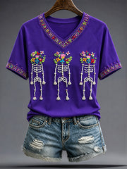 Women's Mexico Day of The Dead Art Printed T-shirt
