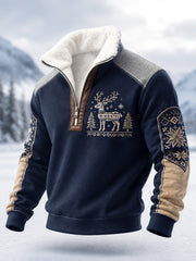 Men’s Nordic Reindeer Heritage Plush Zipper Pullover