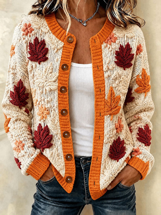 Women's Fall Art Print Casual Cardigan