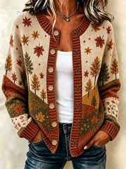 Women's Fall Plaid Print Casual Cardigan