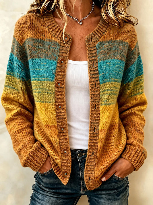 Women's Fall Art Print Casual Cardigan