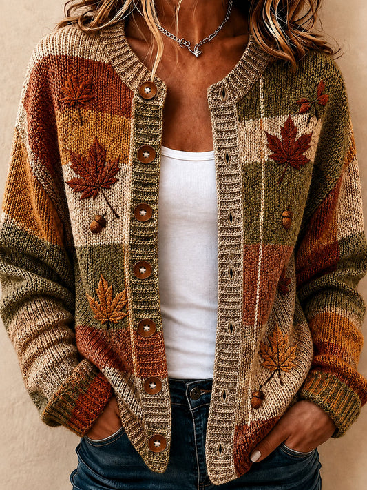 Women's Fall Plaid Print Casual Cardigan