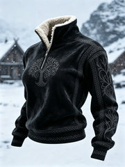 Women's Vintage Viking Tree of Life Celtic Knot Fur Collar Top