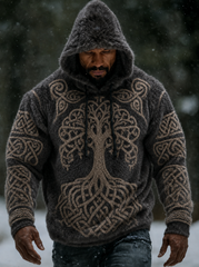 Men's Viking Vintage Celtic Flannel Warm Hoodie