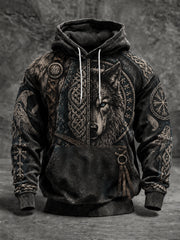 Men's Viking Oversized Drop-Shoulder Hoodie with Pockets