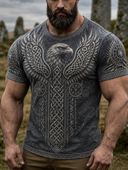Men's retro Viking style casual short-sleeve T-shirt