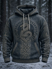 Men's retro Viking style pattern printed casual hoodie