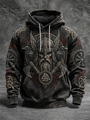 Men's Viking Oversized Drop-Shoulder Hoodie with Pockets