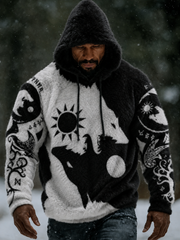 Men's Viking Vintage Wolf Celtic Flannel Warm Hoodie