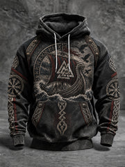 Men's Viking Oversized Drop-Shoulder Hoodie with Pockets