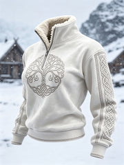 Women's Vintage Viking Tree of Life Celtic Knot Fur Collar Top