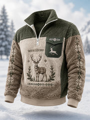 Men’s Nordic Reindeer Heritage Plush Zipper Pullover