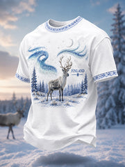 Men's Nordic Reindeer Heritage Print Casual Tee