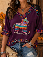 Women's Mexico Lele Doll Art Printed T-Shirt