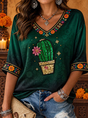 Women's Mexico Lele Doll Art Printed T-Shirt