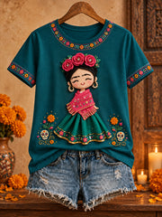 Women's Mexico Lele Doll Art Printed T-Shirt