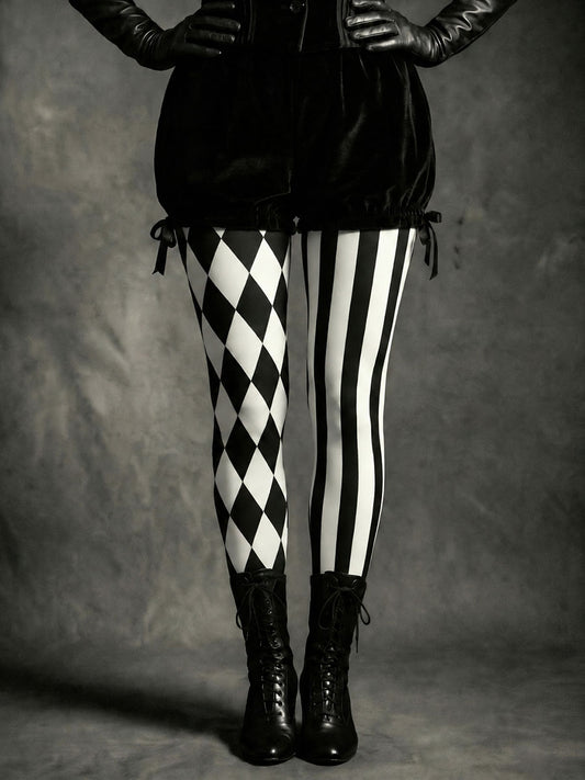 Women's Gothic style plaid and striped leggings
