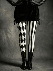 Women's Gothic style plaid and striped leggings