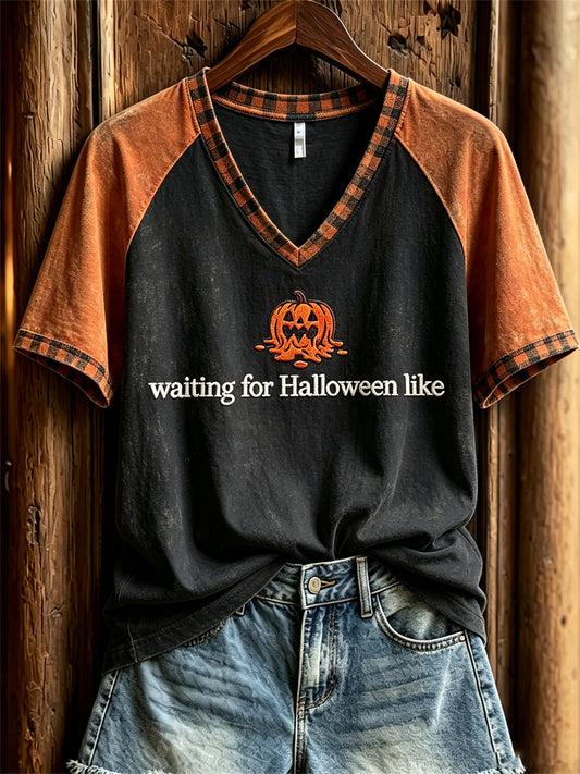 Women's Waiting For Halloween Like Melting Pumpkin short-sleeved T-shirt
