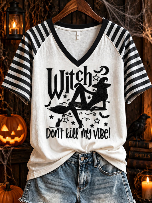 Women's Halloween Fun Pattern Printed Casual Short Sleeve T-shirt