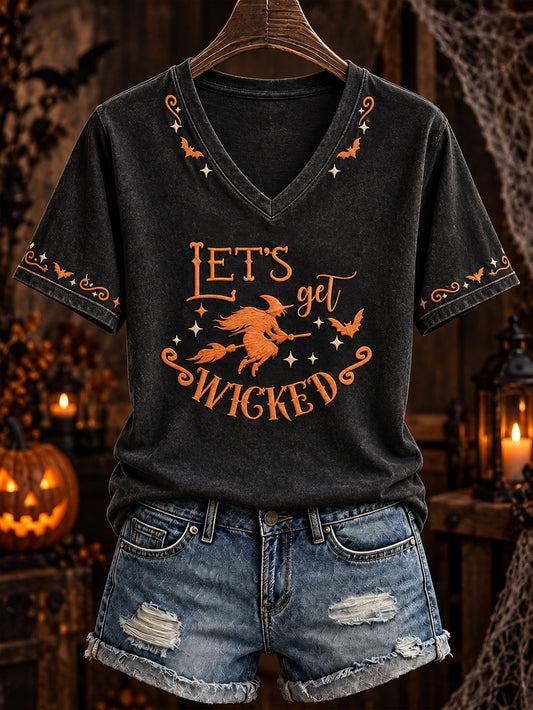 Women's Halloween Fun Pattern Printed Casual Short Sleeve T-shirt