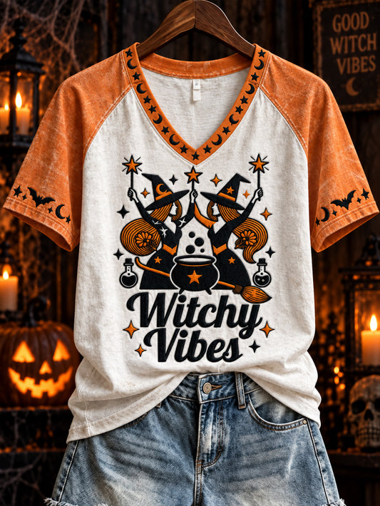 Women's Halloween Fun Pattern Printed Casual Short Sleeve T-shirt