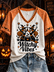Women's Halloween Fun Pattern Printed Casual Short Sleeve T-shirt
