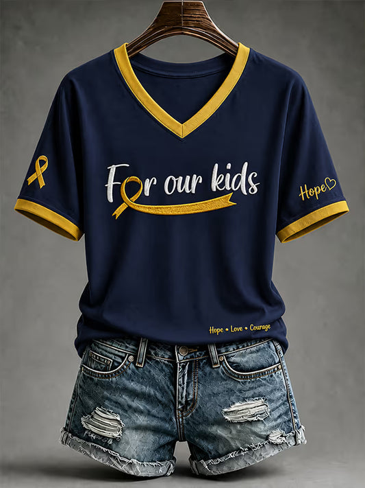 Women's Childhood Cancer Awareness Printed T-shirt