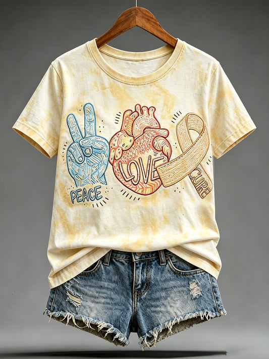 Women's Childhood Cancer Awareness Printed T-shirt