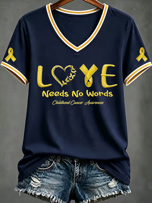 Women's Childhood Cancer Awareness Printed T-shirt