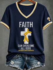 Women's Childhood Cancer Awareness Printed T-shirt