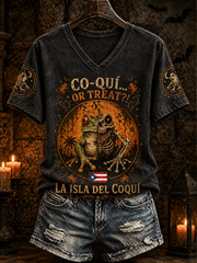 Women's Puerto Rico Halloween Print short-sleeved T-shirt