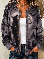 Women's Halloween Witch Art Cardigan