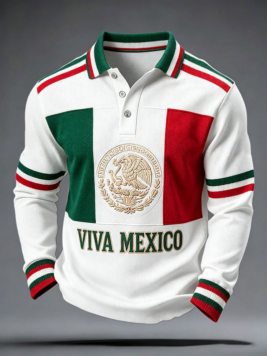 Men's Mexico Flag Floral Art Printed Casual Tops