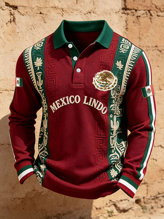 Men's Mexico Flag Floral Art Printed Casual Tops