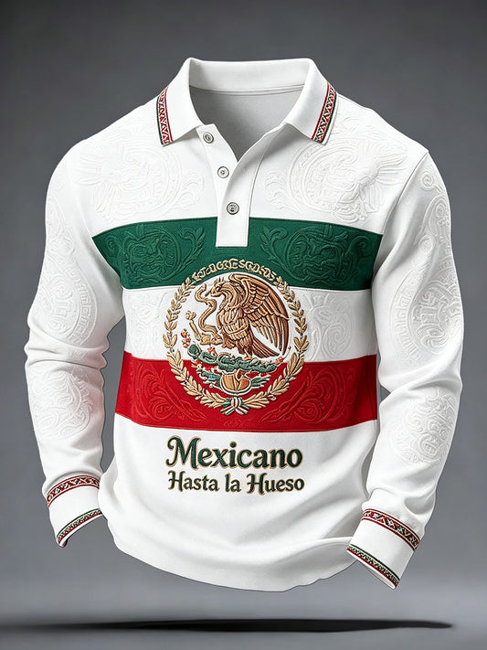 Men's Mexico Flag Floral Art Printed Casual Tops