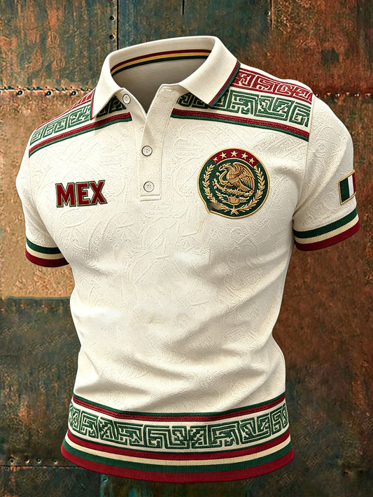 Men's Mexico Flag Floral Art Printed Casual Tops