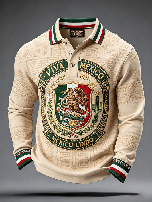 Men's Mexico Flag Floral Art Printed Casual Tops