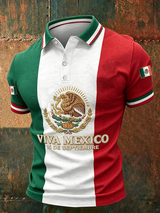 Men's Mexico Flag Floral Art Printed Casual Tops