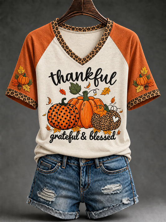 Women's Christian Thankful And Blessed Short Sleeve T-shirt